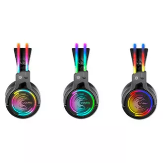 Defender Cosmo Pro RGB herní sluchátka s mikrofonem, drátová, černá, 7.1 (virtuálně), 50 mm měniče typ USB Defender Cosmo Pro RGB herní sluchátka s mikrofonem, drátová, černá, 7.1 (virtuálně), 50 mm měniče typ USB