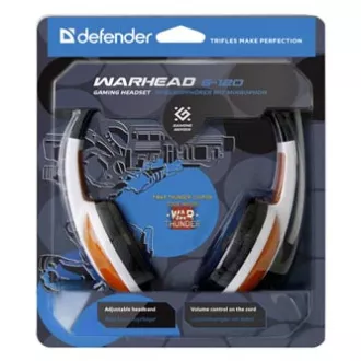 Defender Warhead G-120 herní sluchátka s mikrofonem, drátová, bílo-červená, 2x 3.5 mm jack