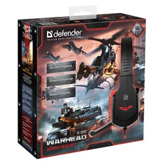 Defender Warhead G-320, herní sluchátka s mikrofonem, ovládání hlasitosti, černo-červená, 2.0, 2x 3.5 mm jack