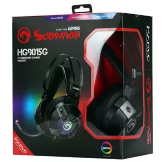 Marvo HG9015G sluchátka s mikrofonem, drátová, černá, 7.1 (virtuálně), USB