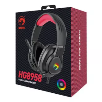 Marvo HG8958 sluchátka s mikrofonem, drátová, černá, herní, 3.5 mm jack + rozdvojka + USB