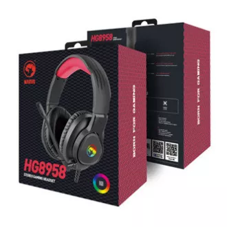 Marvo HG8958 sluchátka s mikrofonem, drátová, černá, herní, 3.5 mm jack + rozdvojka + USB