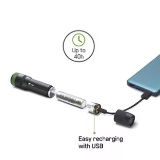 LED svítilna, Li-Ion 3,7V/2500mAh, kovová, černá, 650lm, CR41