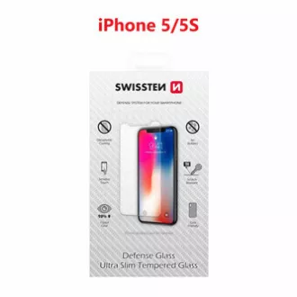 Ochranné temperované sklo Swissten, pro Apple iPhone 5/5S, černá, Defense glass