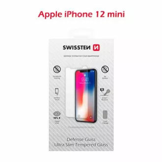 Ochranné temperované sklo Swissten, pro Apple iPhone 12 MINI, černá, case friendly and color frame
