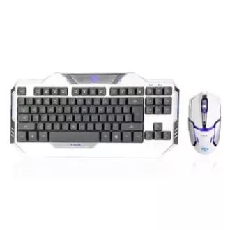 E-blue Auroza sada klávesnice drátová (USB) US, bílá s optickou herní myší, herní