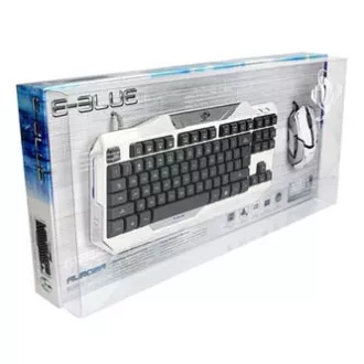 E-blue Auroza sada klávesnice drátová (USB) US, bílá s optickou herní myší, herní