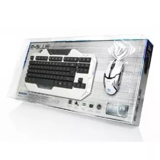 E-blue Auroza sada klávesnice drátová (USB) US, bílá s optickou herní myší, herní