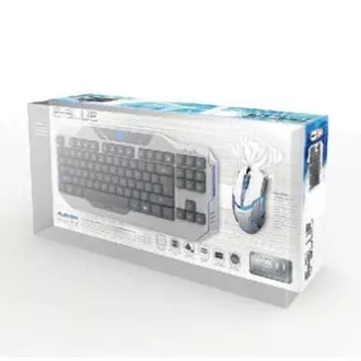 E-blue Auroza sada klávesnice drátová (USB) US, bílá s optickou herní myší, herní
