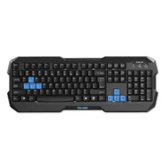 E-blue Polygon sada klávesnice drátová (USB) US, černo-modrá s myší Cobra II, herní, a podložkou Mazer Marface S typ, DOPRODEJ