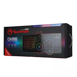 Marvo CM305 RGB sada klávesnice drátová (USB) CZ/SK, černá s herní myší a sluchátky, herní, membránová typ RGB podsvícená
