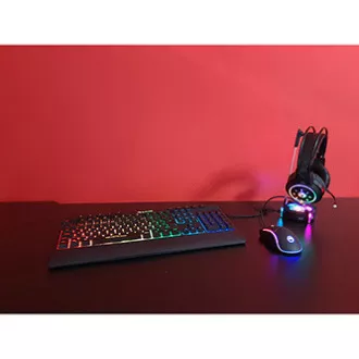Marvo CM305 RGB sada klávesnice drátová (USB) CZ/SK, černá s herní myší a sluchátky, herní, membránová typ RGB podsvícená
