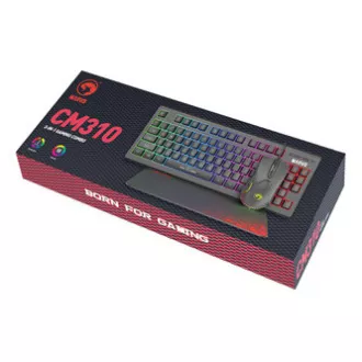 Marvo CM310 EN RGB sada klávesnice drátová (USB) US, černá s herní myší a podložkou, herní, membránová typ podsvícená