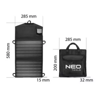Přenosný solární panel s nabíječkou, Neo Tools, 15 W, 90-140
