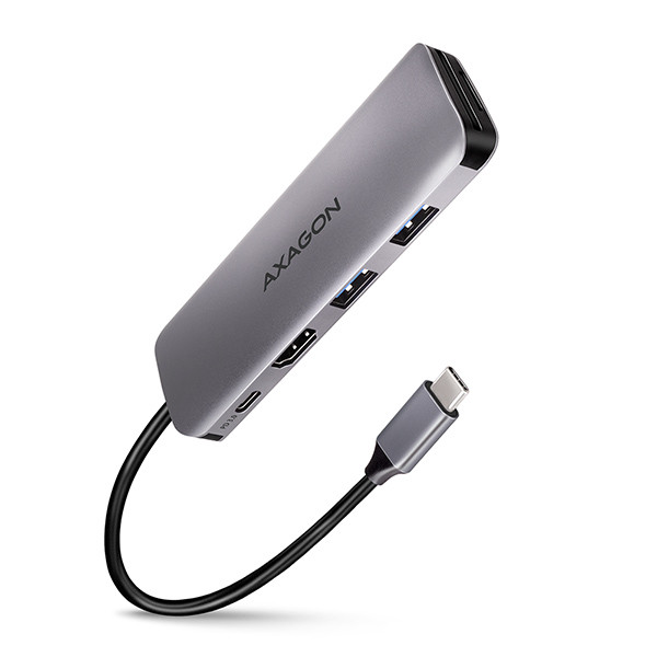 Levně AXAGON HMC-5, USB 3.2 Gen 1 hub, porty 2x USB-A, HDMI, SD/microSD slot, PD 100W, kabel USB-C 20cm