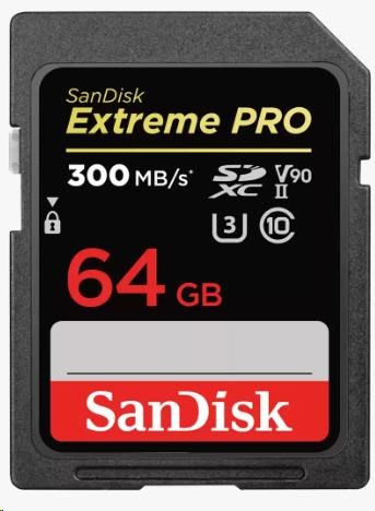 Levně SanDisk SDHC karta 64GB Extreme PRO (300 MB/s, Class 10, UHS-II U3 V90)