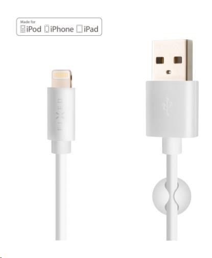Levně Fixed datový a nabíjecí kabel, USB-A -> Lightning (MFI), 20 W, délka 1 m, bílá