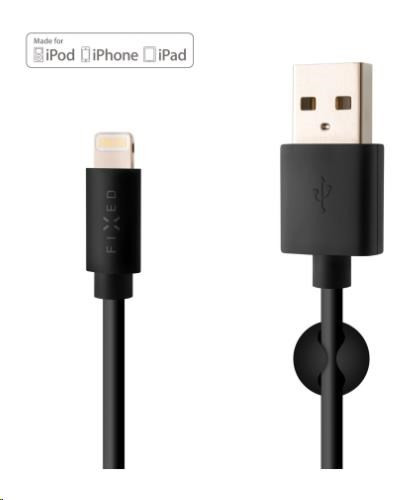 Levně Fixed datový a nabíjecí kabel, USB-A -> Lightning (MFI), 20 W, délka 1 m, černá