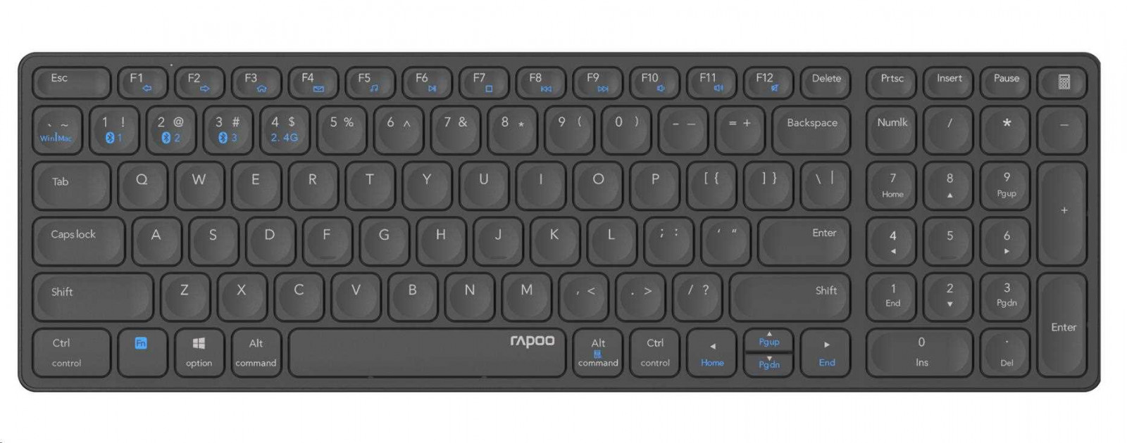 Levně RAPOO klávesnice E9700M, bezdrátová, CZ/SK, šedá