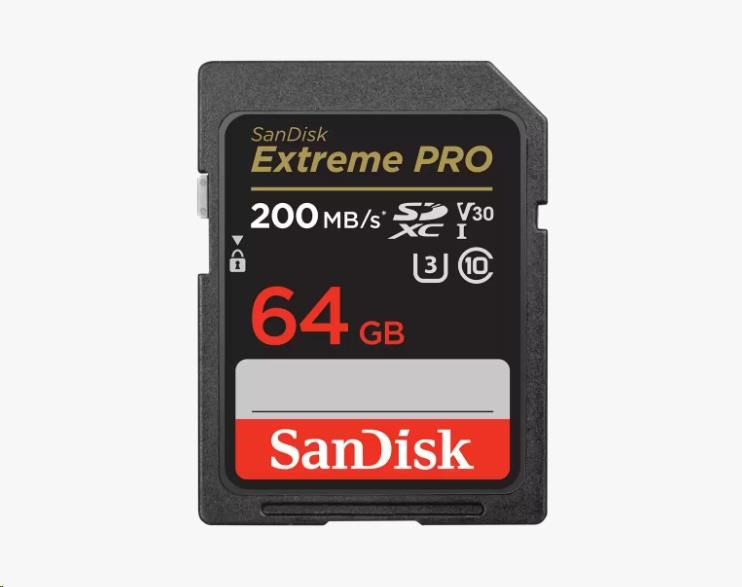 Levně SanDisk SDXC karta 64GB Extreme PRO (200 MB/s Class 10, UHS-I U3 V30)