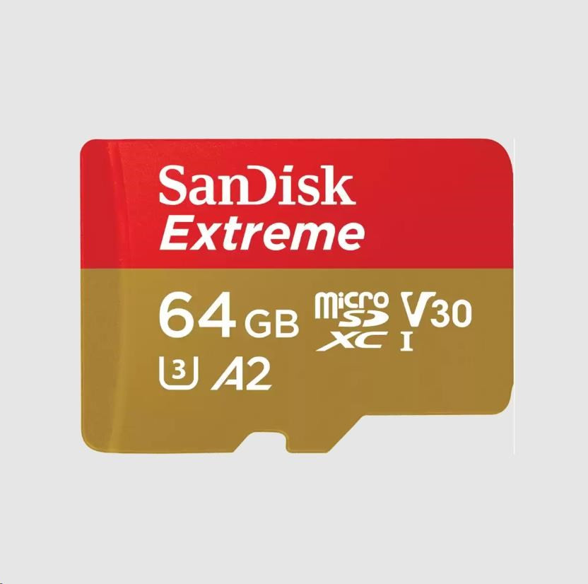 Levně SanDisk micro SDXC karta 64GB Extreme (170 MB/s Class 10, UHS-I U3 V30) + adaptér