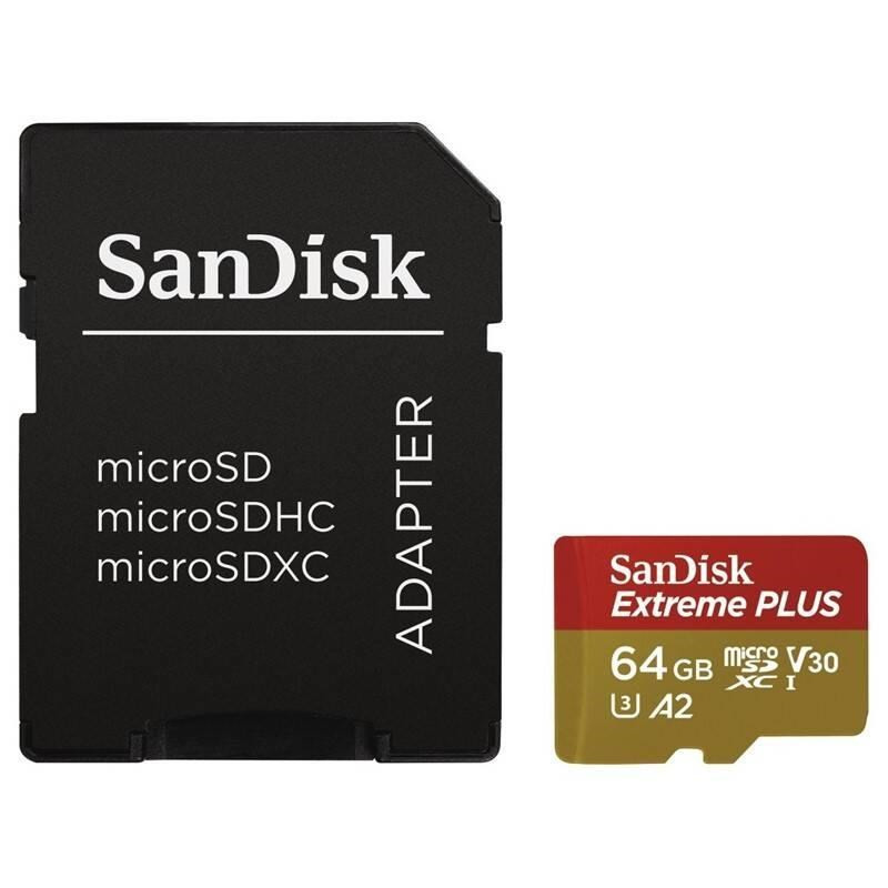Levně SanDisk micro SDXC karta 64GB Extreme PLUS (200 MB/s Class 10, UHS-I U3 V30) + adaptér