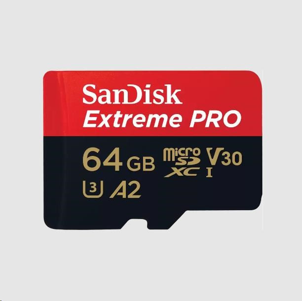 Levně SanDisk micro SDXC karta 64GB Extreme PRO (200 MB/s Class 10, UHS-I U3 V30) + adaptér