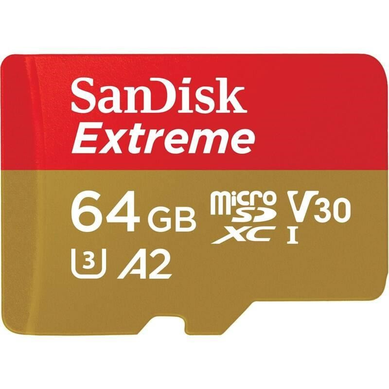 Levně SanDisk micro SDXC karta 64GB Extreme Action Cams and Drones (170 MB/s Class 10, UHS-I U3 V30) + adaptér