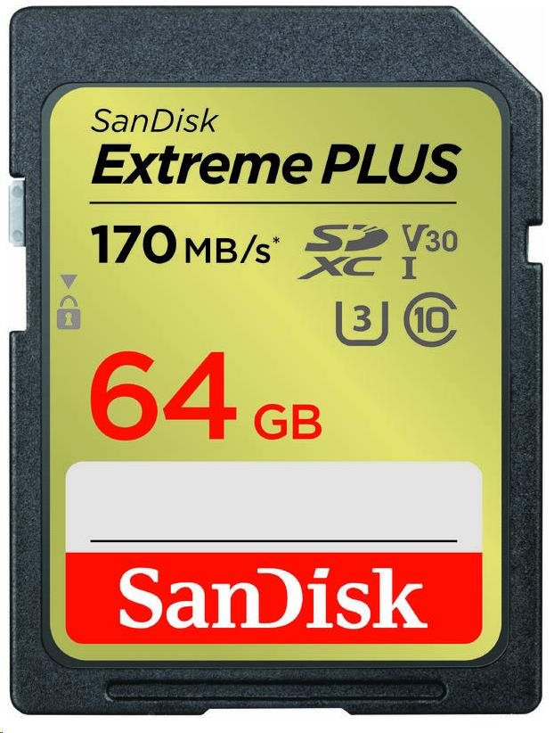 Levně SanDisk SDXC karta 64GB Extreme PLUS (200 MB/s Class 10, UHS-I U3 V30)