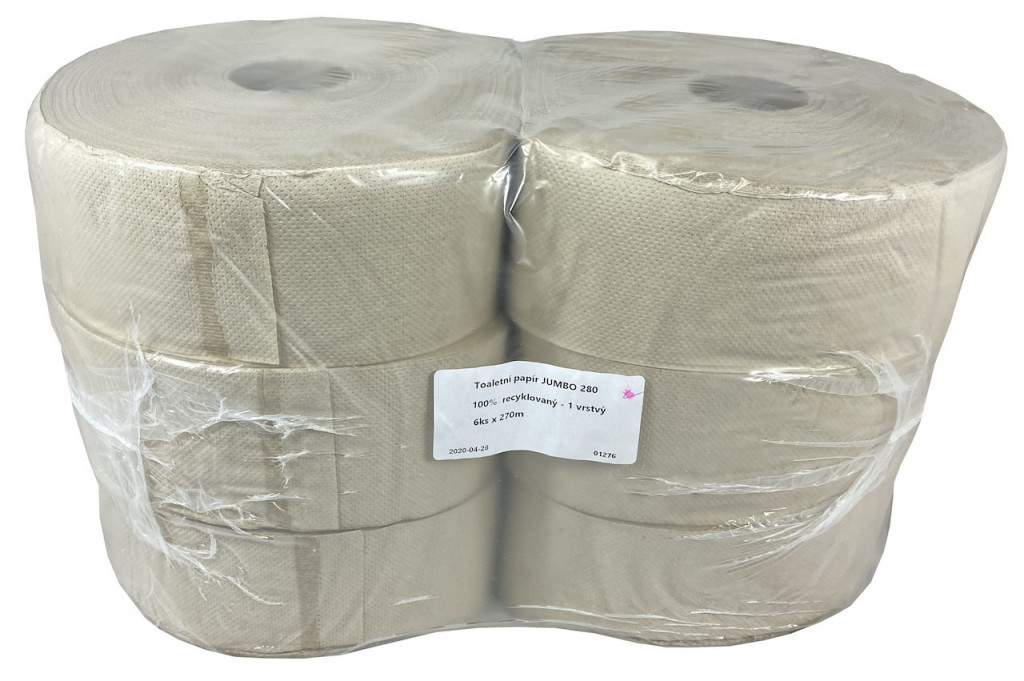 Levně Toaletní papír Jumbo 280mm 1vrs. recykl 6ks / prodej po balení