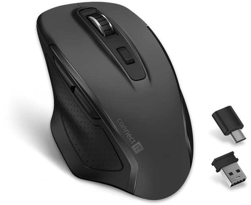 Levně CONNECT IT Dual SmartSwitch bezdrátová myš, USB-A + C (+1x AA baterie zdarma), šedá