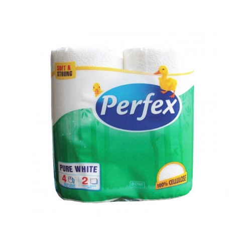 Levně Toaletní papír Perfex plus 2vrs. bílý 100% celuloza 4role / prodej po balení