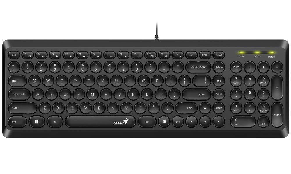 Levně GENIUS klávesnice Slimstar Q200/ Drátová/ USB/ černá/ retro design/ CZ+SK layout
