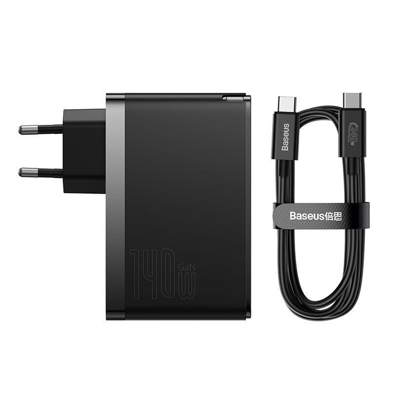 Levně Baseus GaN5 Pro rychlonabíjecí adaptér 2x USB-C + USB-A 140W černá