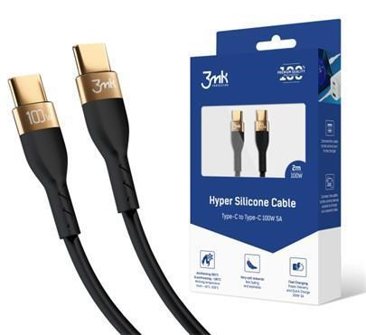 Levně 3mk datový kabel - Hyper Silicone Cable C to C 2m 100W, černá