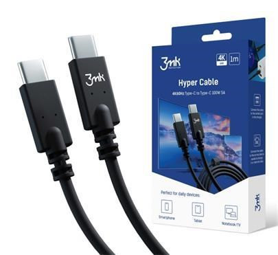 Levně 3mk datový kabel - Hyper Cable 4k60Hz 1m 100W C to C, černá