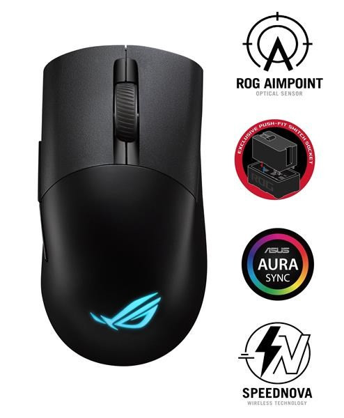 ASUS myš ROG KERIS WIRELESS AIMPOINT (P709), RGB, Bluetooth, černá