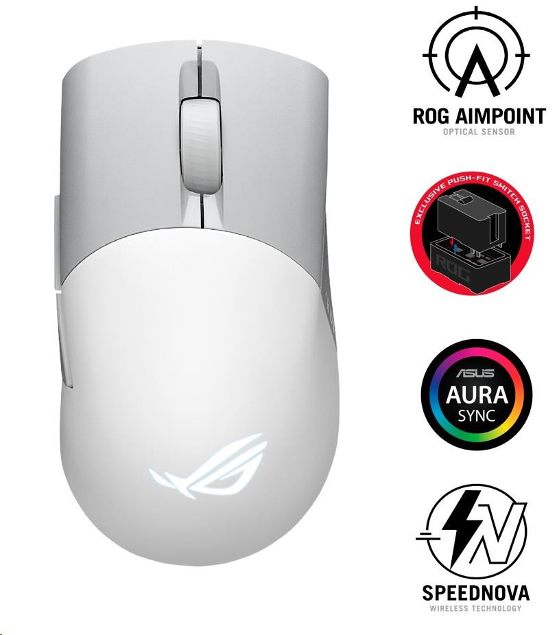 Levně ASUS myš ROG KERIS WIRELESS AIMPOINT WHITE (P709), RGB, Bluetooth, bílá