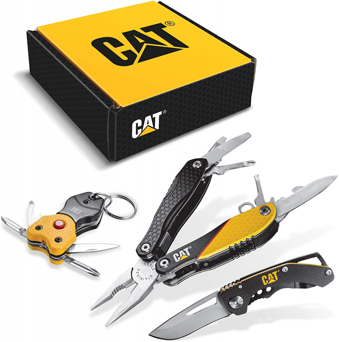Levně Caterpillar Dárková multifunkční sada, nůž, kleště a klíčenka CT240192