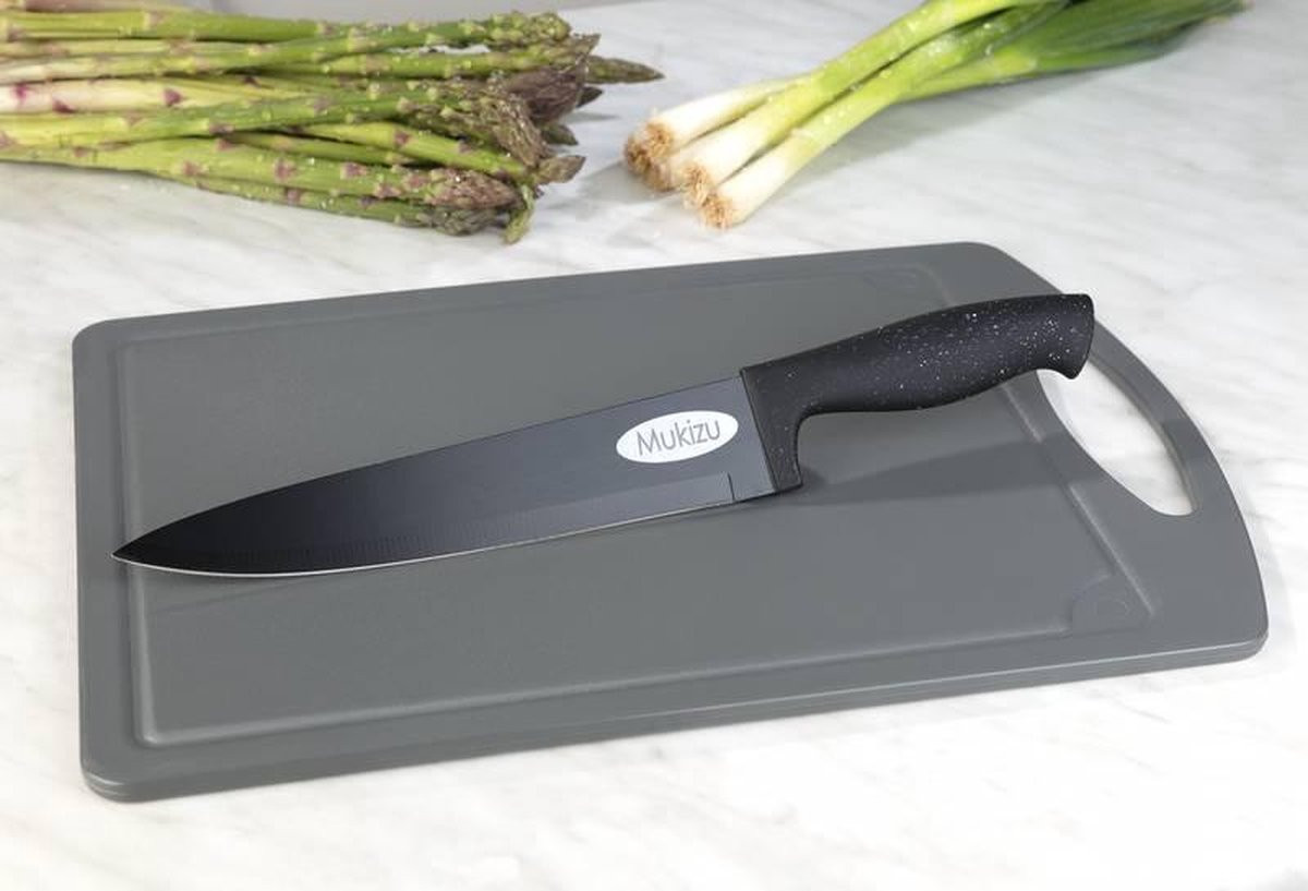 Levně Steuber Krájecí deska s nožem Chef černá 36 x 25 cm