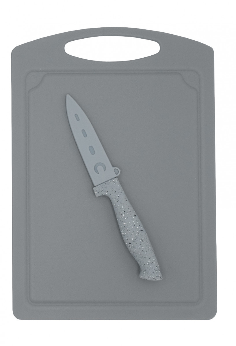 Levně Steuber Krájecí deska 29 x 20 cm s nožem na loupání, šedý