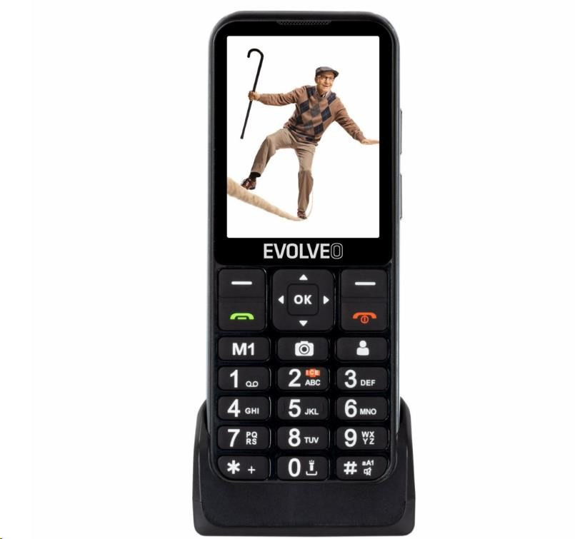 Levně EVOLVEO EasyPhone LT, mobilní telefon pro seniory s nabíjecím stojánkem, černá