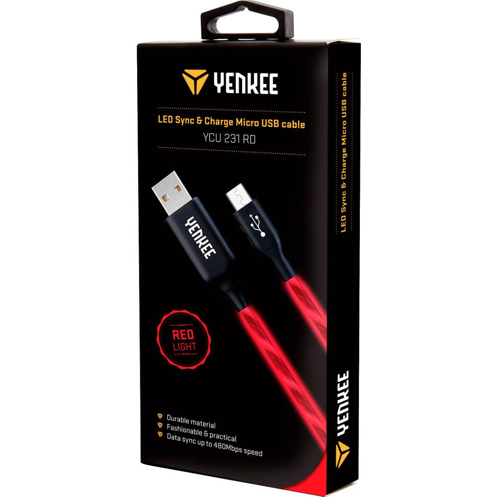 YCU 231 RD LED Micro USB kabel YENKEE