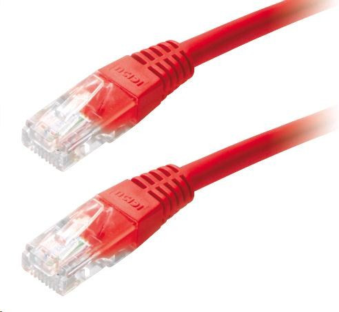 Patch kabel Cat5E, UTP - 0, 25m, červený