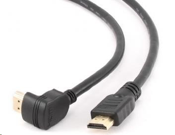 Levně GEMBIRD Kabel HDMI - HDMI 3m, 90° konektor (v1.4, M/M, zlacené kontakty, úhlový, stíněný)