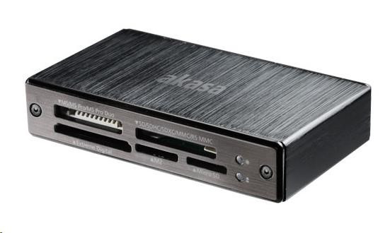 Levně AKASA čtečka karet AK-CR-06BK externí, 6-slotová, USB 3.0, černý hliník