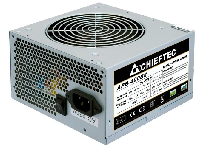Levně CHIEFTEC zdroj Value, APB-400B8, 400W, ATX-12V V.2.3, PS-2 type with 12cm Fan, Active PFC, 230V