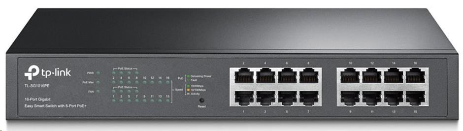 TP-Link Easy Smart switch TL-SG1016PE (16xGbE, 8xPoE+, 150W)