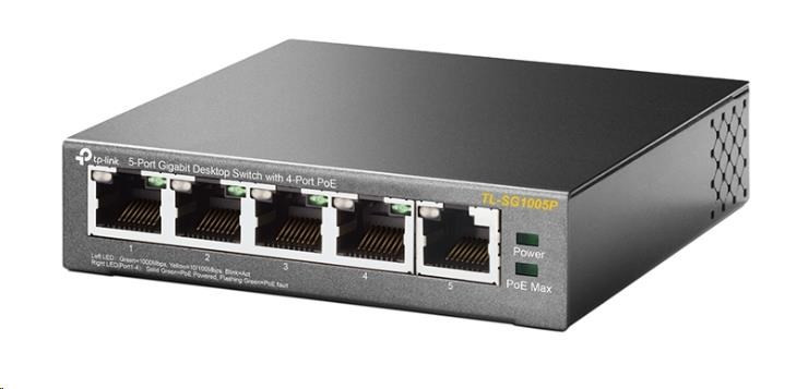 Levně TP-Link switch TL-SG1005P (5xGbE, 4xPoE+, 65W, fanless)