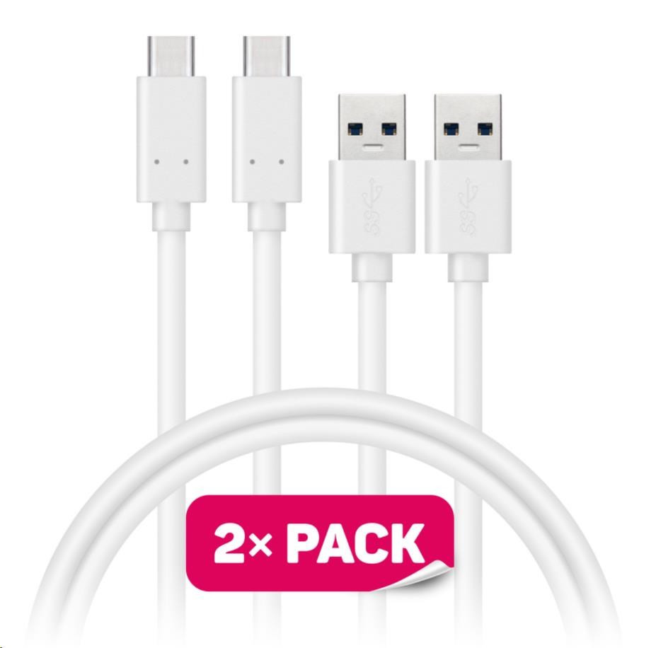 Levně CONNECT IT Wirez USB-C (Type C) -> USB-A, USB 3.1 Gen 1, bílý, 1 m (2 ks v balení)